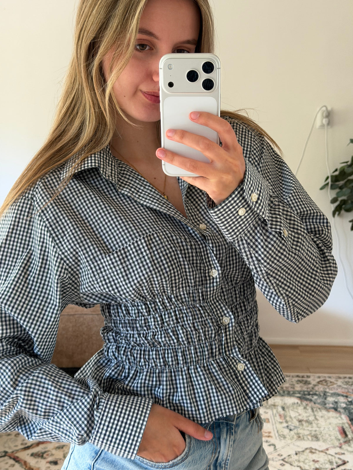 Blue Upcycle Blouse - Size S