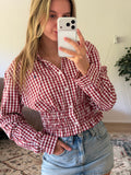 Red Upcycle Blouse - Size S