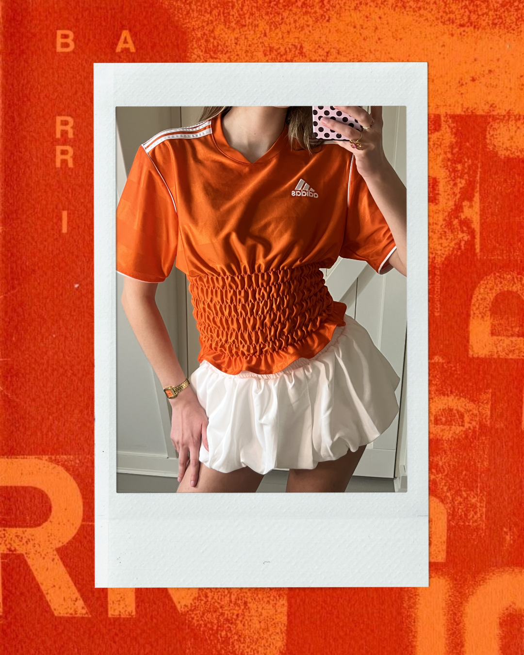 Oranje Adidas Shirt Witte Strepen