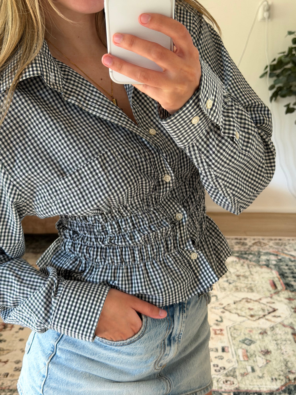 Blue Upcycle Blouse - Size S