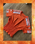 Adidas Oranje Shirt met Wit Mouw Details - Maat S/M