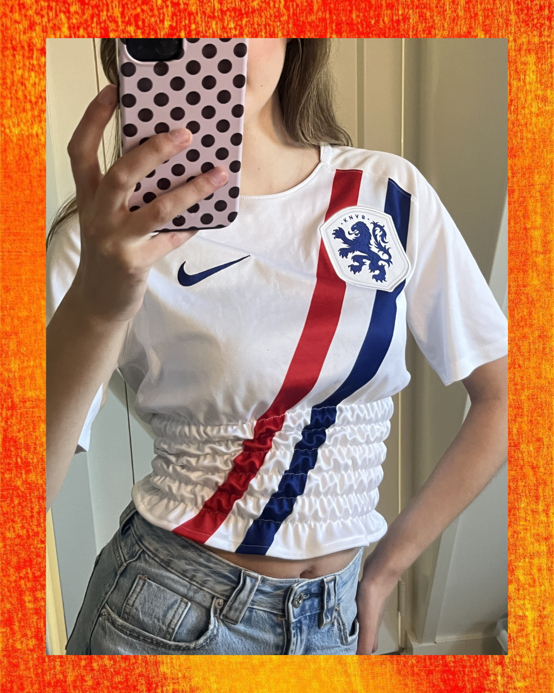 Wit Shirt met Nederlandse Vlag - Maat S