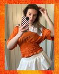 Adidas Oranje en Wit Shirt - Maat M